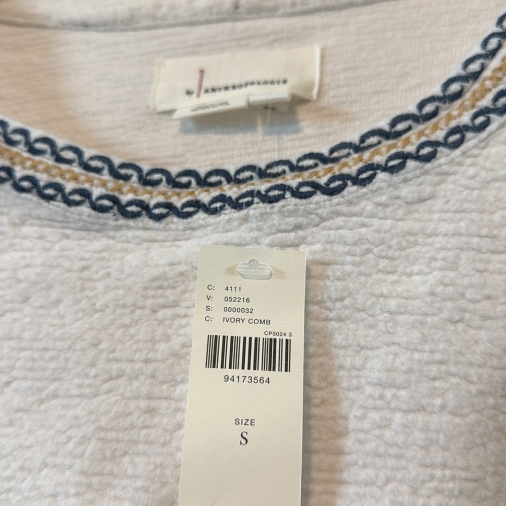 Anthropologie Long Sleeve Embroidered Top NWT Women’s Size Small - Picture 9 of 13